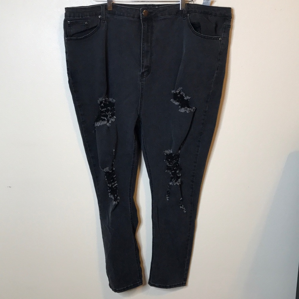 Boohoo Blue Sz 24 Black Distress